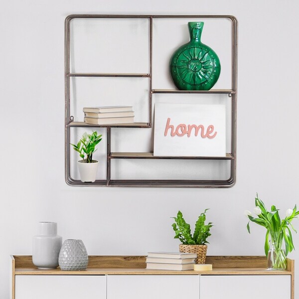 Wood wall shelf with hanging wire discount
