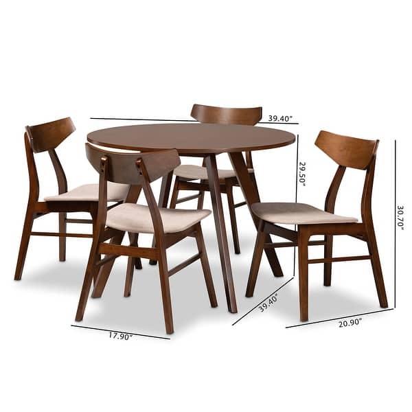 dimension image slide 1 of 2, Timothy Mid-Century Modern Transitional 5-Piece Dining Set