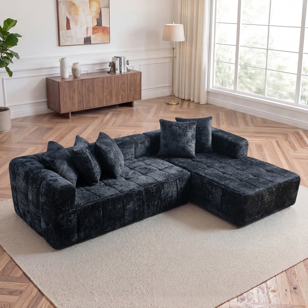 107.9"Cloud Modular Sectional Sofa Couch with L-Shape Chaise, Upholstered Couches for Bedroom, Deep Seat Corner Couch