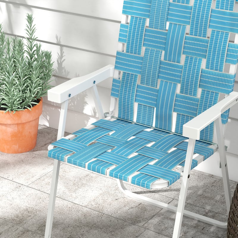 Set of 2 Patio Folding Chairs with Armrests, Outdoor Camping Chairs, Portable Lawn Chairs for Camping, Garden, Pool, Beach
