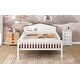 preview thumbnail 17 of 22, Full Size Wood Platform Kids Bed with House-Shaped Headboard, LED Light & Built-in Storage, Finish with Guardrails, Natural