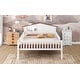 preview thumbnail 5 of 10, Full Wood Platform Bed with House Headboard, LED & Built-in Storage, White