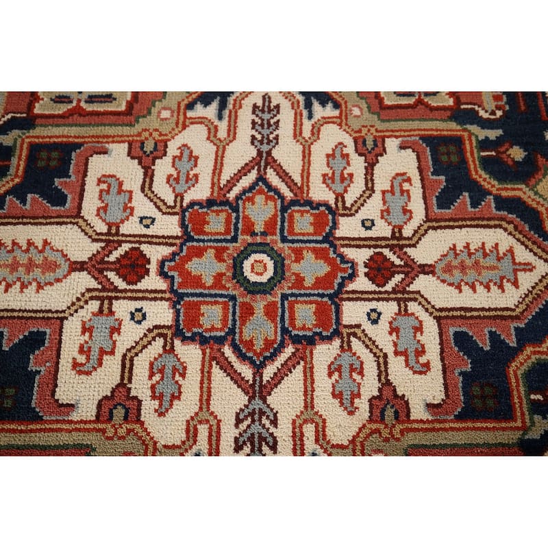 Heriz Serapi Indian Area Rug Hand-Knotted Wool Carpet - 8'6" x 11'10"