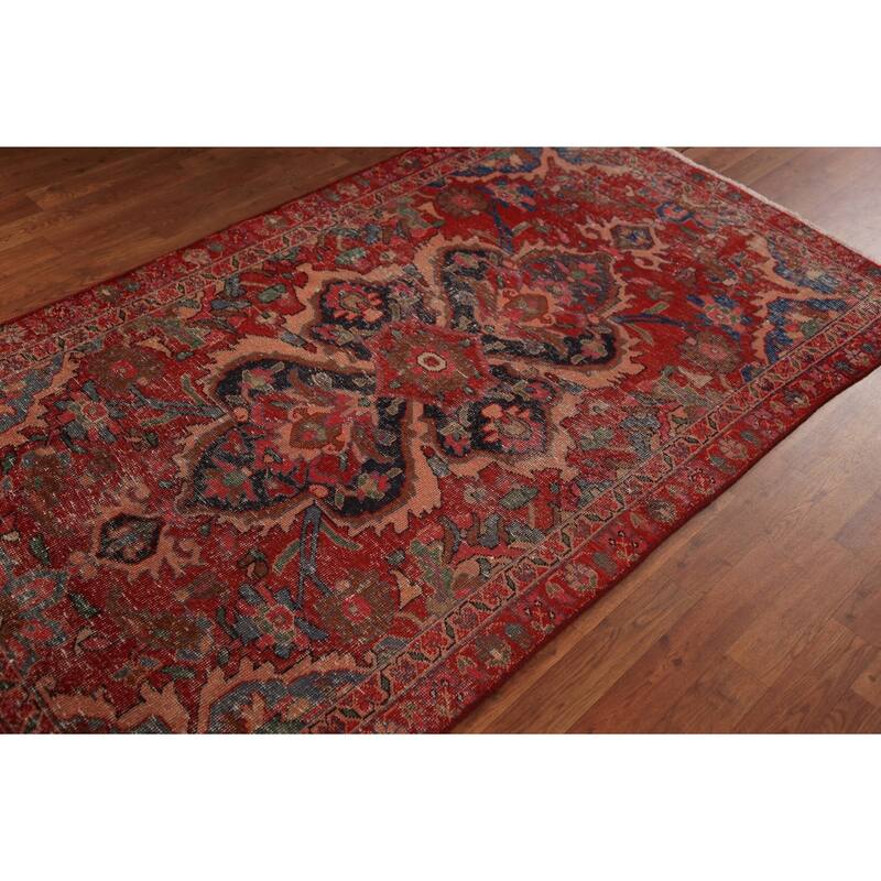 Red Floral Lilian Persian Rug Handmade Wool Carpet - 4'0" x 7'1"