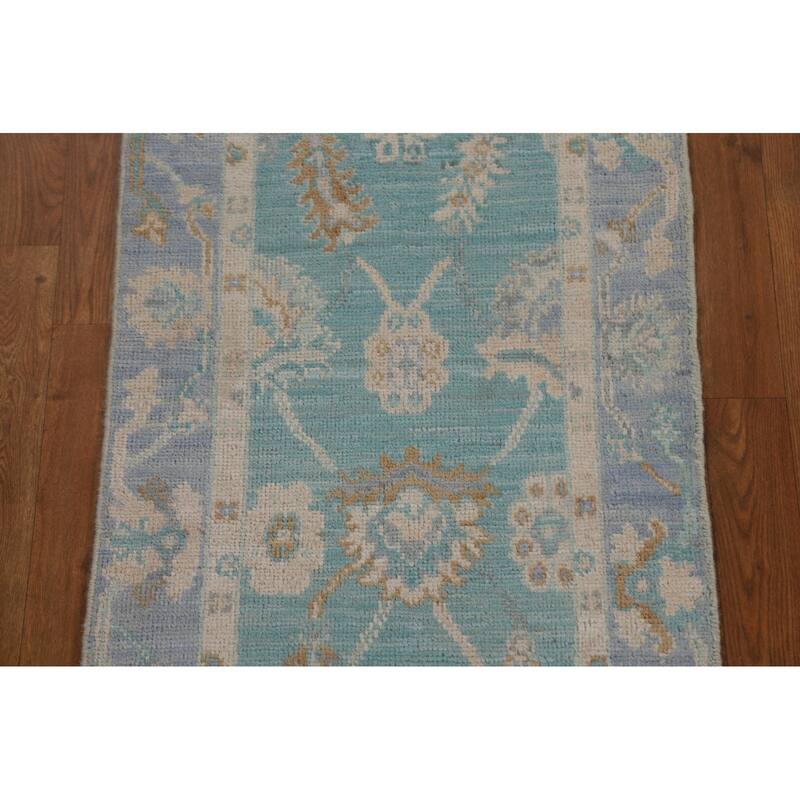 Traditional Oushak Turkish Oriental Rug Wool Hand-knotted Foyer Carpet - 2'0" x 4'0"