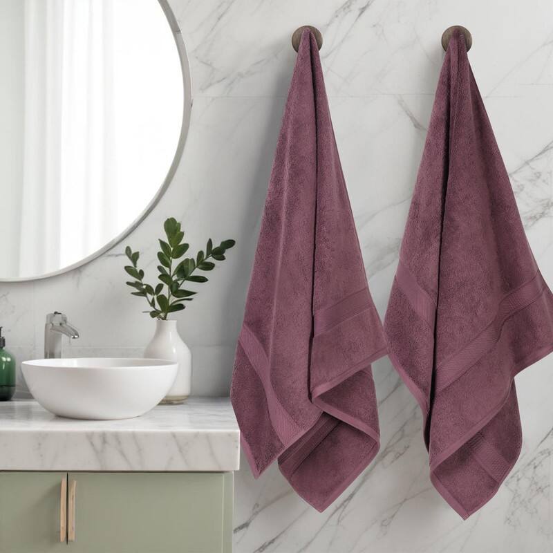 Superior Egyptian Cotton Pile Heavyweight Bath Towel Set of 2 - Plum