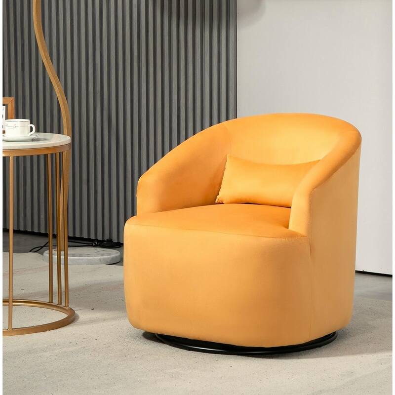 Accent Chair with Barrel-shaped Design and 360 Degree Swivel Feature