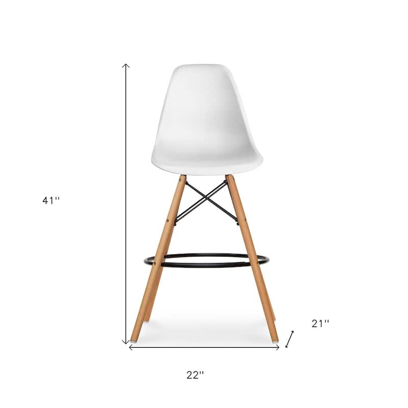 HomeRoots 28" White And Brown Heavy Duty Plastic And Solid Wood Counter Height Bar Chair