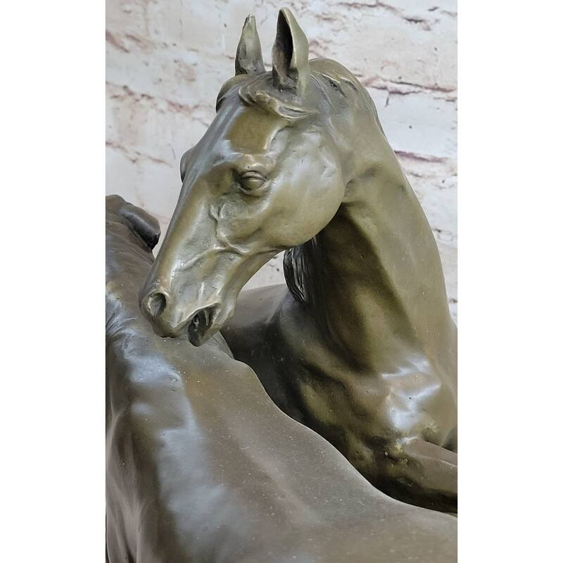 Hand Made Two Loving Horses By French Artist P.J Mene Genuine Bronze Statue