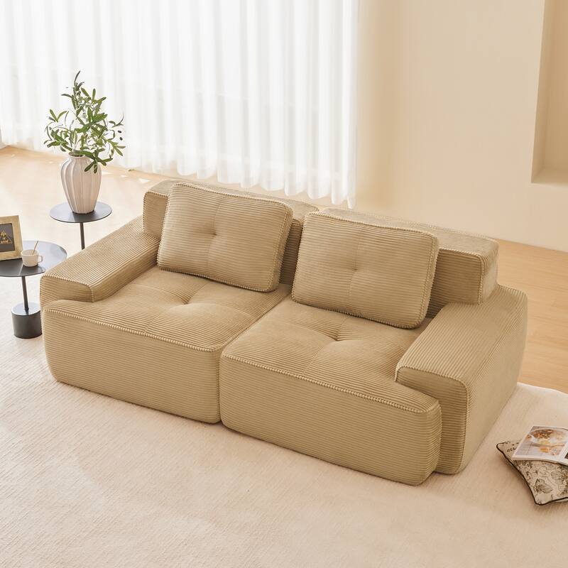 82" Modern Modular Sectional Sofa for Living Room, Corduroy Fabric, 2-Seater Couch with Deep Seat