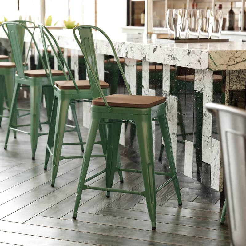 All-Weather Commercial Counter Stool with Removable Back & Poly Resin Seat