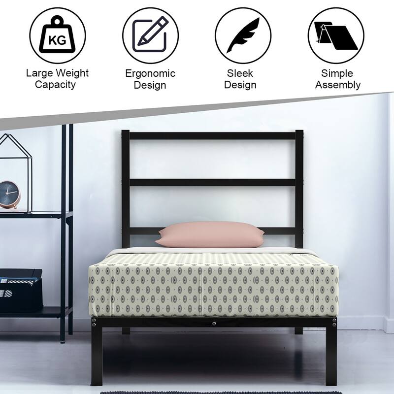 Costway Twin/Full Metal Bed Platform Frame Heavy Duty Mattress