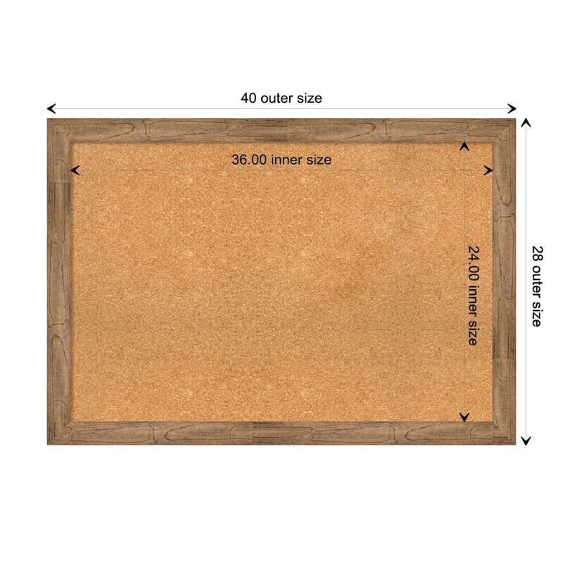 Owl Brown Narrow Wood Framed Natural Corkboard Bulletin Board - Board Size 36x24