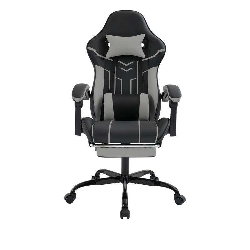 Gaming chair, Computer chair Ergonomic chair with footrest Office chair Ergonomic computer chair - Black+ Gray