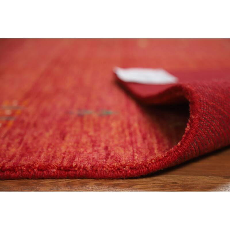 Hand Knotted Oriental 100% Wool Carpet Tribal Animal Pictorial Oranges & Rust Gabbeh Area Rug - 7' 8'' X 5' 5''