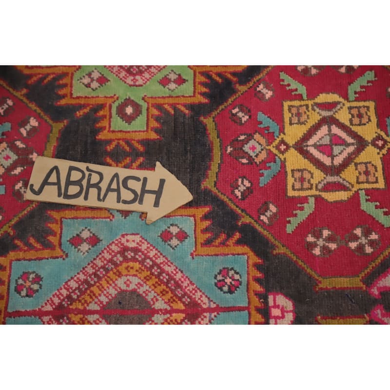 Hand Knotted Oriental 100% Wool Carpet Traditional Geometric Red Ardebil Runner Rug - 9' 4'' X 4' 5''