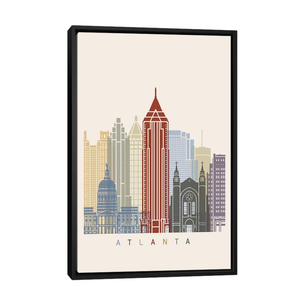 iCanvas "Atlanta Skyline Poster" by Paul Rommer Framed Canvas Print