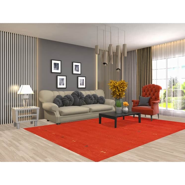 Hand Knotted Oriental 100% Wool Carpet Tribal Tribal Oranges & Rust Gabbeh Area Rug - 9' 9'' X 6' 10''