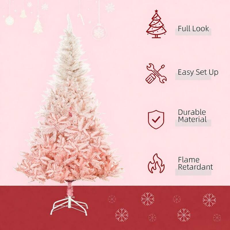 Christmas Tree,Spruce Artificial Christmas Tree with Realistic Branches and 800 Tips - Pink