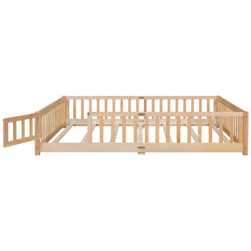 Floor Platform Bed with Fence and Door