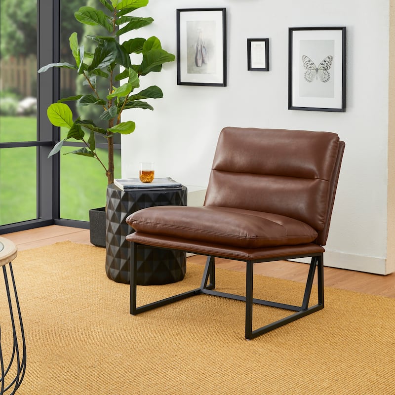 Glitzhome 30.25"H Modern Soft PU Leather Armless Accent Chair