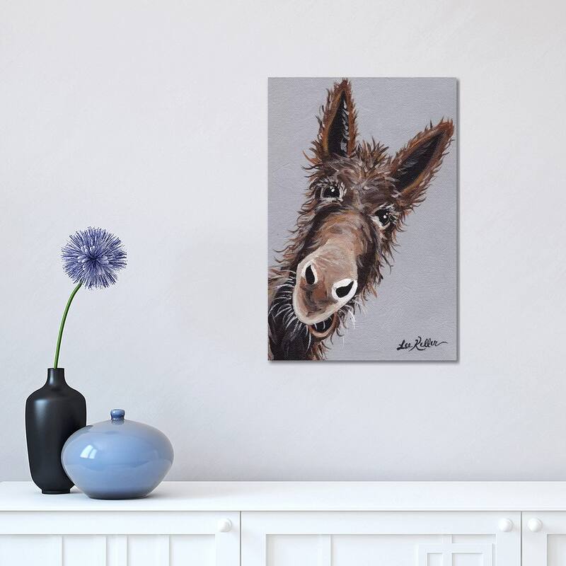 iCanvas "Rufus The Donkey On Gray" by Hippie Hound Studios Canvas Print - 18x12x1.5