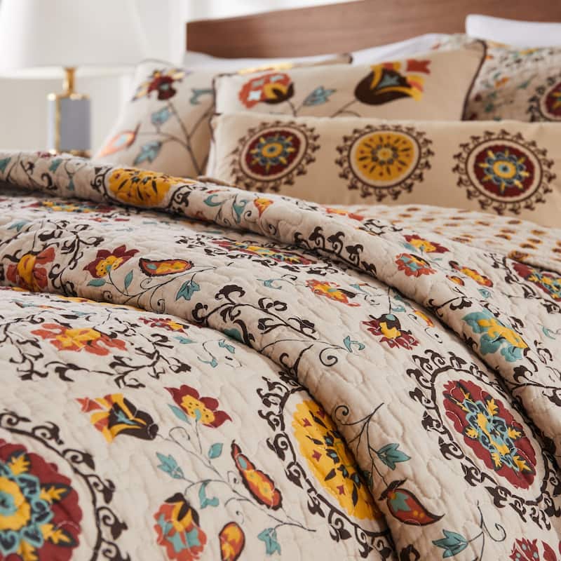 Greenland Home Fashions Andorra 5-piece Oversized Reversible Bonus Quilt Set