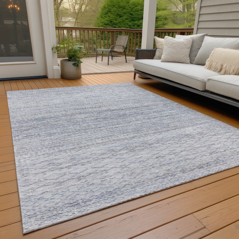 Machine Washable Indoor/Outdoor Modern Trellis Chantille Rug - Sky - 8' x 10'