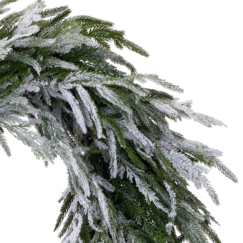 24" Real Touch Norfolk Pine Wreath With Snow - Green