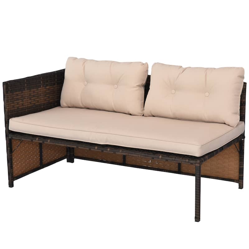 Outsunny 3-Piece Wicker Patio Furniture Sets, Rattan Conversation Sets, Sectional sofa set with Cushioned Lounge Chaise