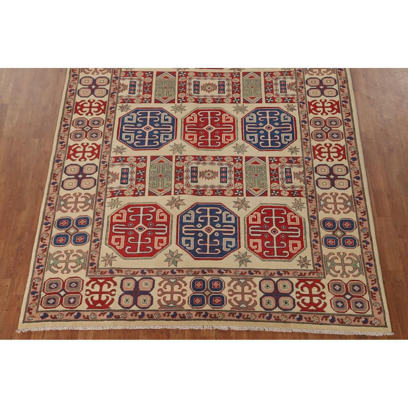 Kazak Living Room Area Rug Hand-Knotted Bedroom Wool Carpet - 6'7" x 8'9"
