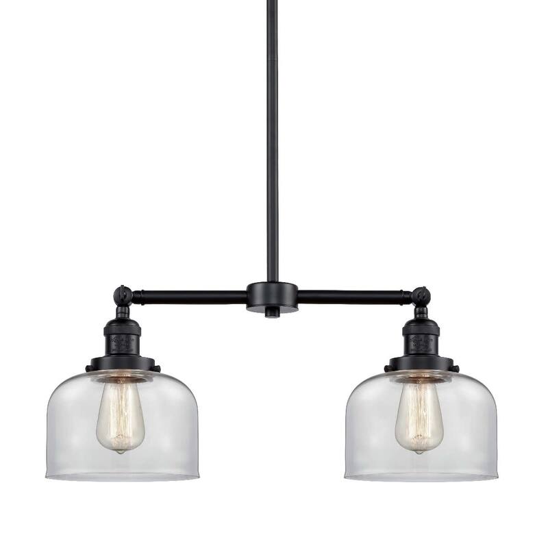 Innovations Lighting Large Bell 2 Light 24" Wide Linear Chandelier - Oil Rubbed Bronze / Clear