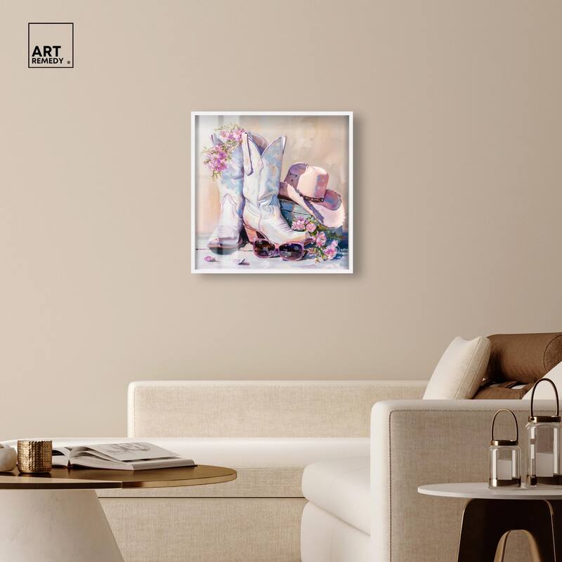 Spring Pink Cowboy Necessities Shadowbox by Art Remedy