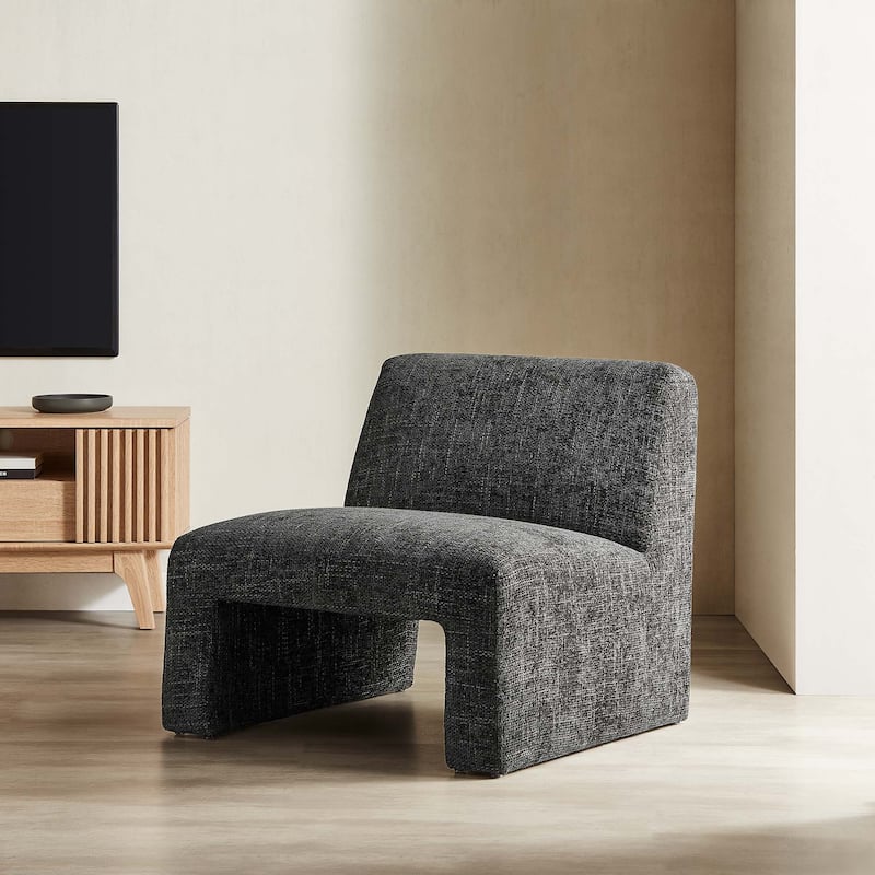 Amita Chenille Upholstered Accent Chair - Carbon Black