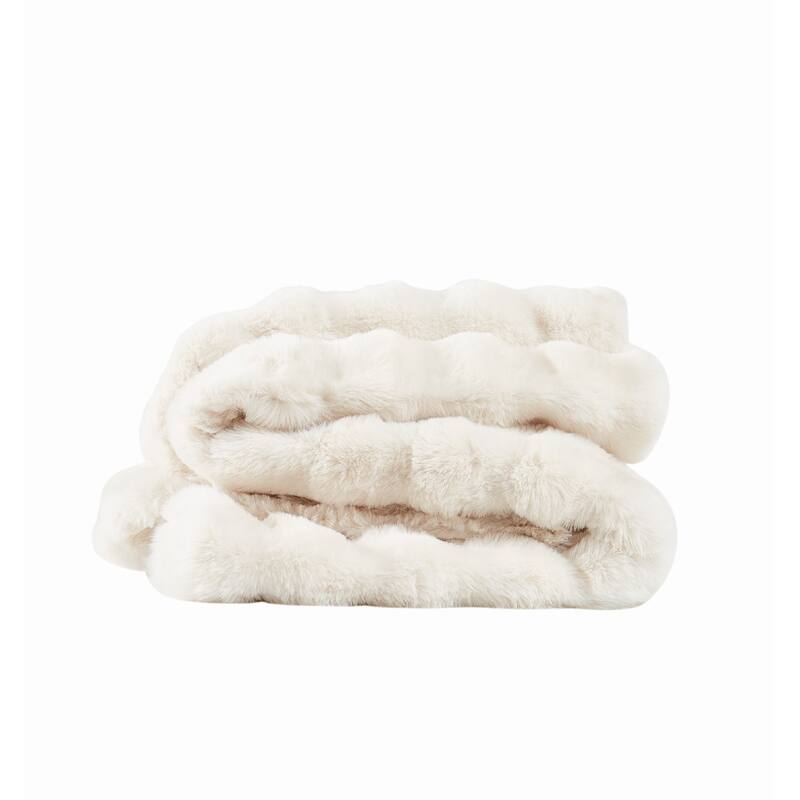 Frye Bubble Rabbit Faux 50x70 Throw - Ivory