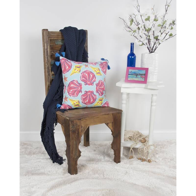 Simply Southern Print with Embroidery Cotton Throw Pillow - Light Blue