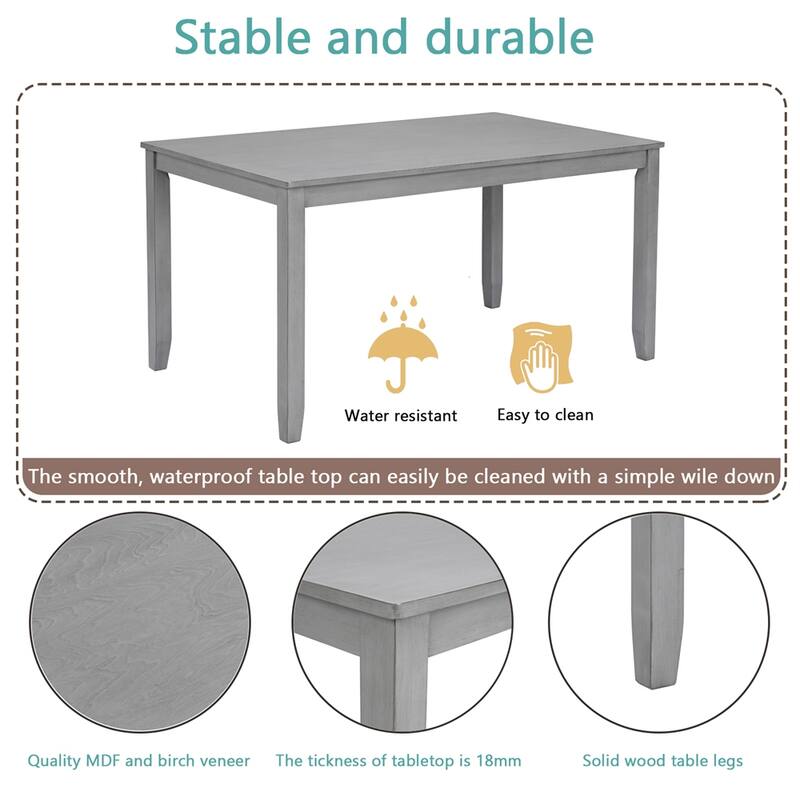 Wooden Dining Rectangular Table with Bench,Kitchen Table with Bench