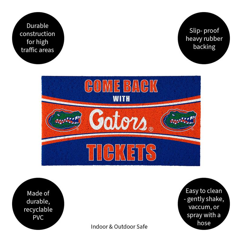 University of Florida 28 in. x 16 in. PVC "Come Back With Tickets" Trapper Door Mat