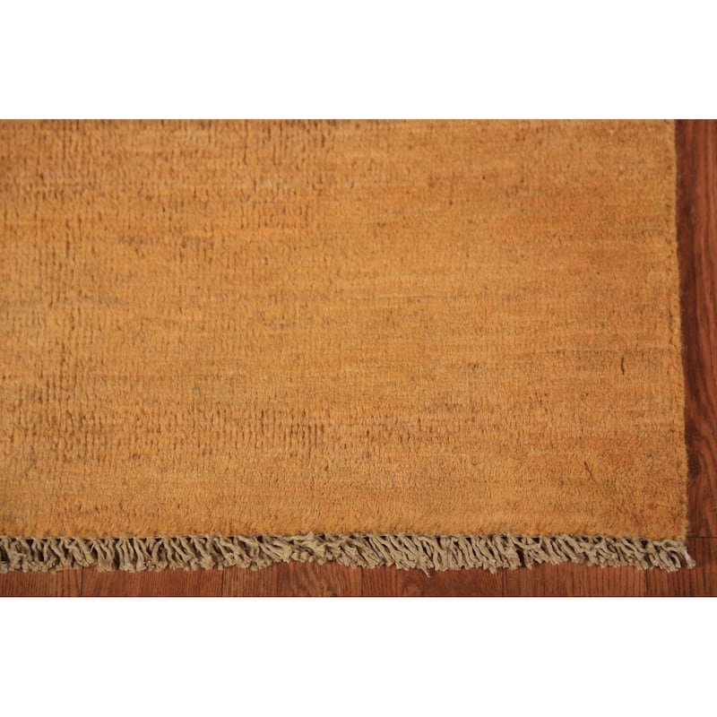 Gold Gabbeh Modern Rug Hand-Knotted Tribal Wool Carpet - 3'11" x 5'10"