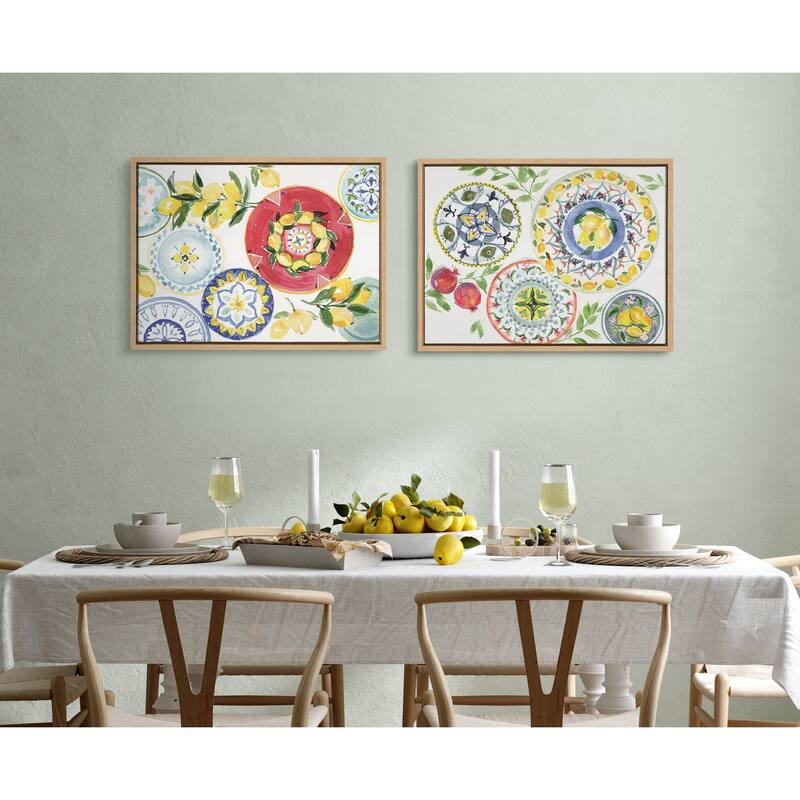 Kate and Laurel Sylvie Positano Inspired Framed Canvas Set by Patricia Shaw