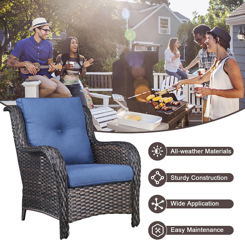 Pocassy Outdoor Patio Chairs with Ottomans Set of 4