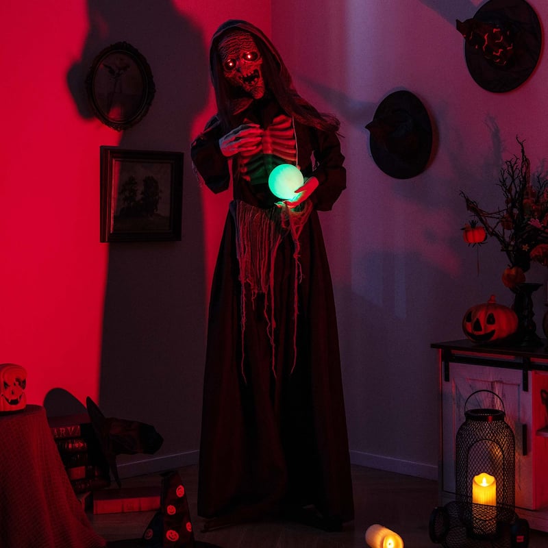 Costway 6ft Halloween Animatronics Standing Witch Talking Animated - See Details