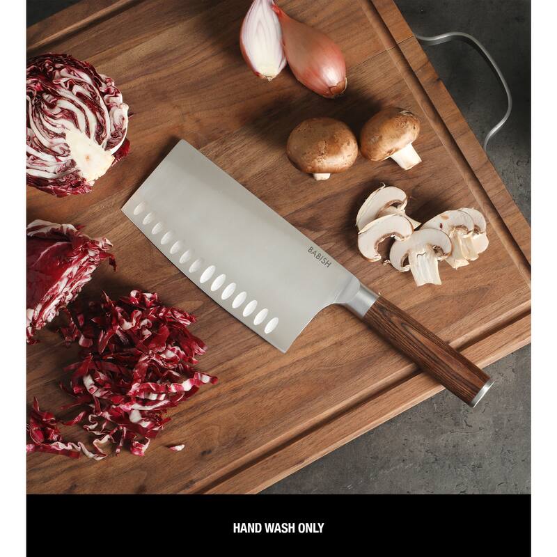 Babish High Carbon 1.4116 German Steel Full Tang 6.5-Inch Forged Cleaver Knife - for Heavy-Duty Chopping and Slicing