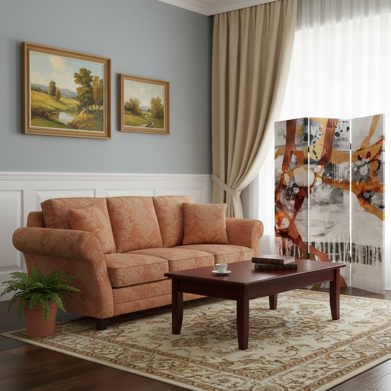 72" Black And White Canvas Folding Three Panel Screen Room Divider