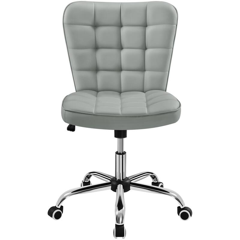 Yaheetech Modern Faux Leather Armless Desk Chair Task Chair with Chrome-finish Metal Base - N/A