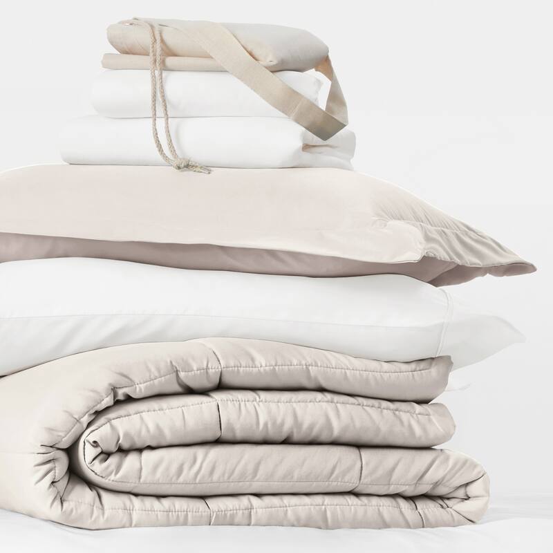 8pc Twin XL Solid Dorm Bedding Bundle