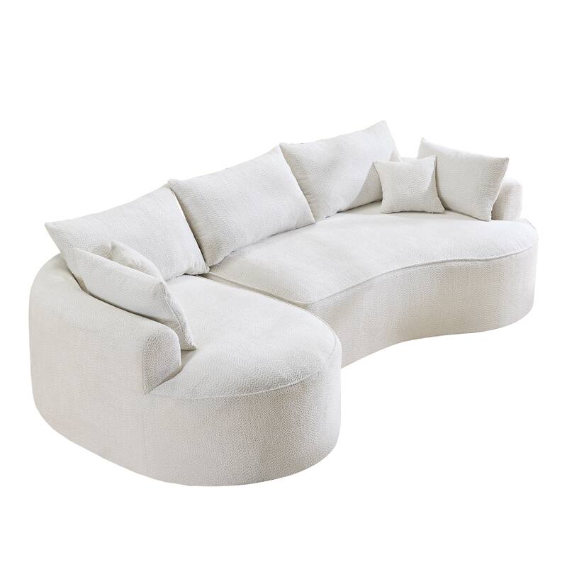 L Shape Sectional Sofa with Curved Chaise Lounge, High-Resilience Sponge Boneless Sofa, Upholstered Sofa with Throw Pillows