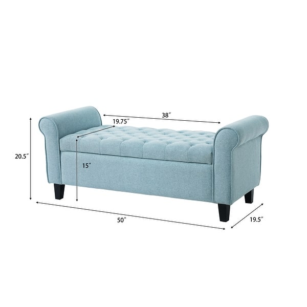 dimension image slide 1 of 5, Christopher Knight Home - Keiko Contemporary Rolled Arm Fabric Storage Ottoman Bench