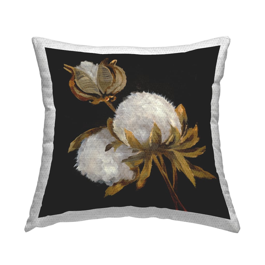 Stupell Budding Cotton Flowers Printed Outdoor Throw Pillow Design by Liz Jardine