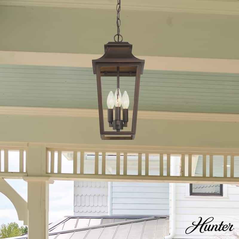 Hunter Spring Cove Outdoor 3 Light 17 Inch Pendant - Traditional - Entryways, Porches, or Outdoor Gathering Spaces - Matte Bronze
